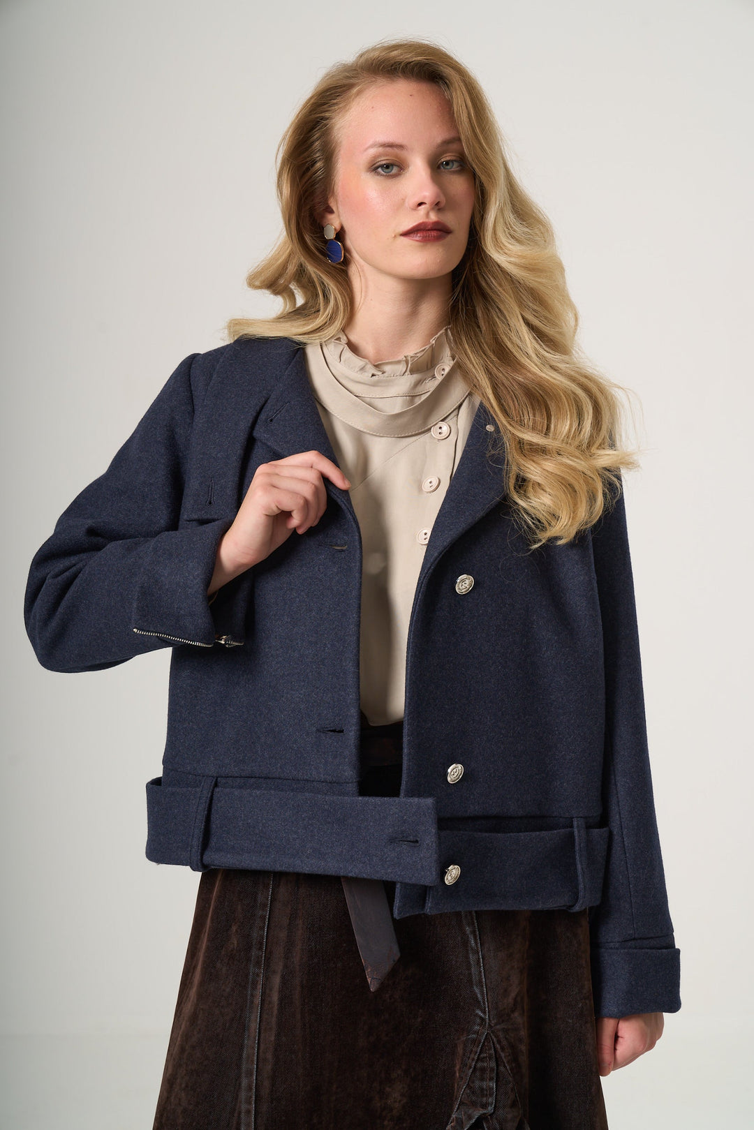 Misswhence Kaşe Ceket 40205 - Lacivert Görsel 6