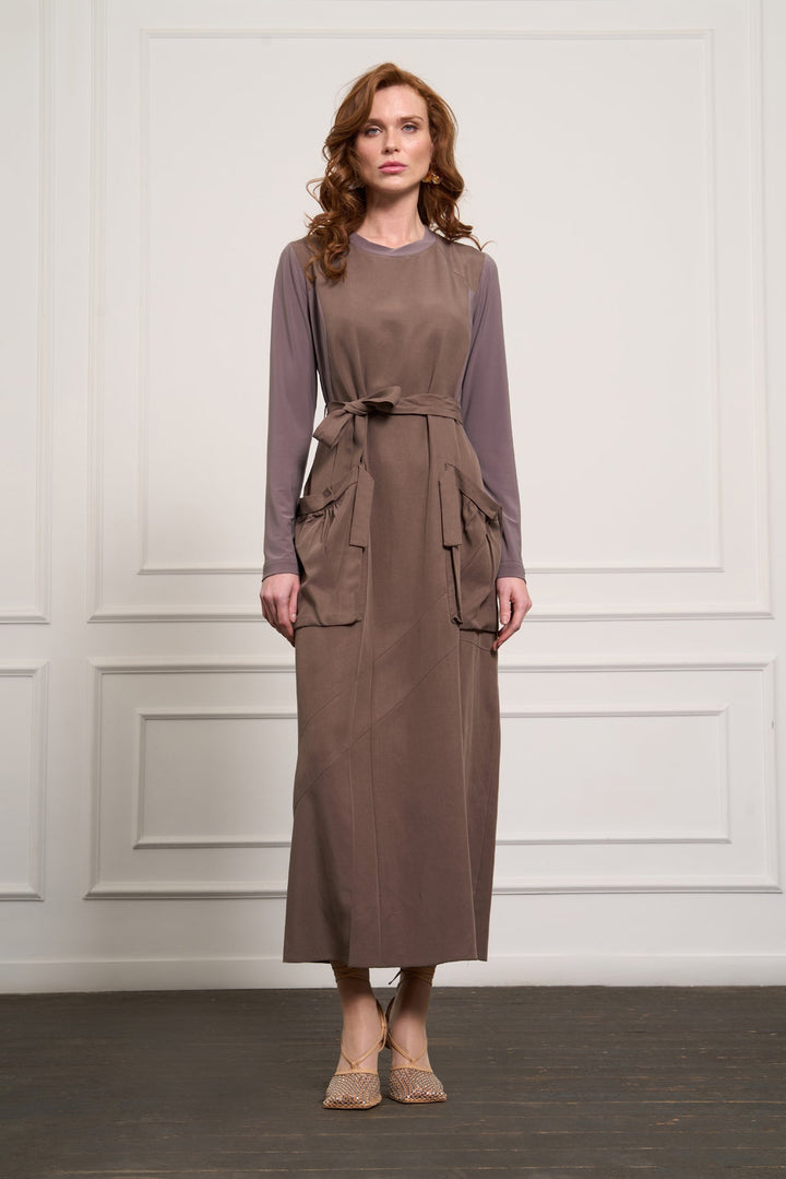 Misswhence Cep Detaylı Basic Elbise 37814 - Vizon - Görsel 1 
