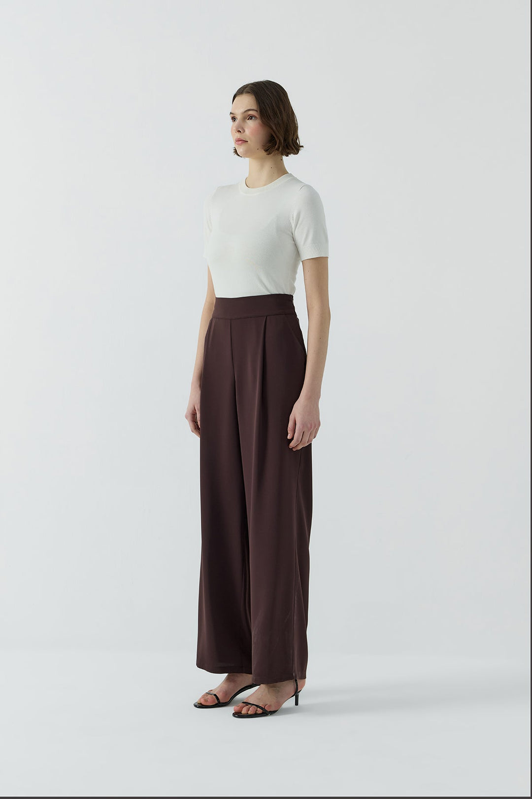 Clande Geniş Paça Pileli Pantolon 2601-1025 - Kahve - Görsel 2