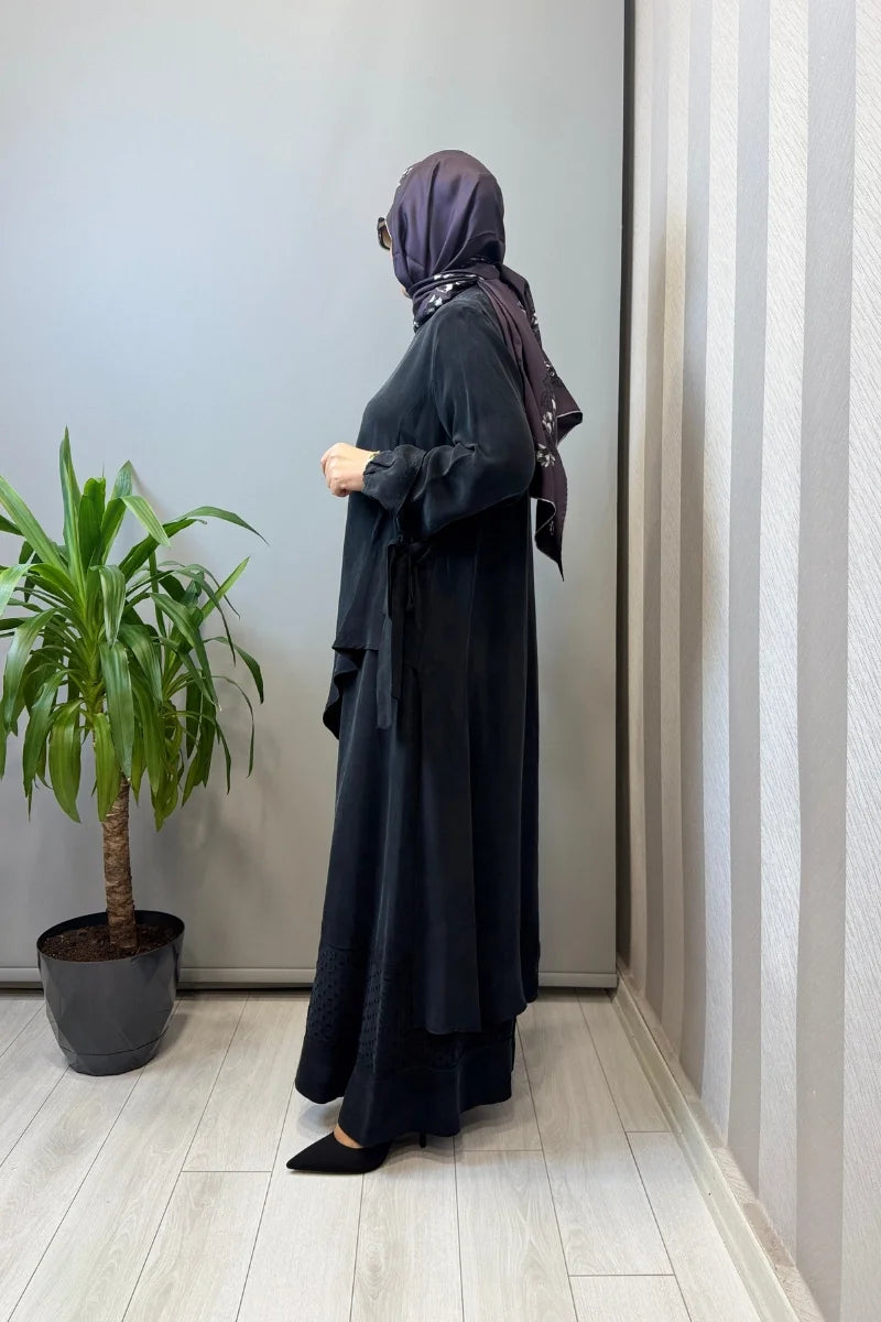 Misswhence Lazer Kesim Detaylı İpek Takım 39003 - Siyah - Görsel 2 