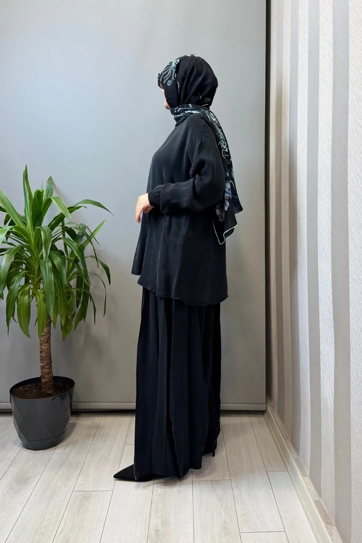 Misswhence Fermuar Detaylı Şalvarlı Takım 39004 - Siyah - Görsel 2 