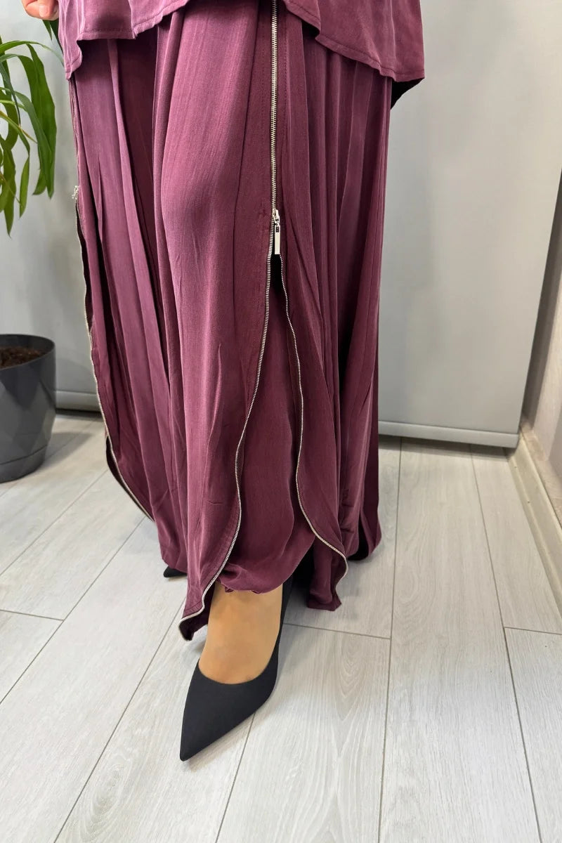 Misswhence Fermuar Detaylı Şalvarlı Takım 39004 - Bordo - Görsel 5 