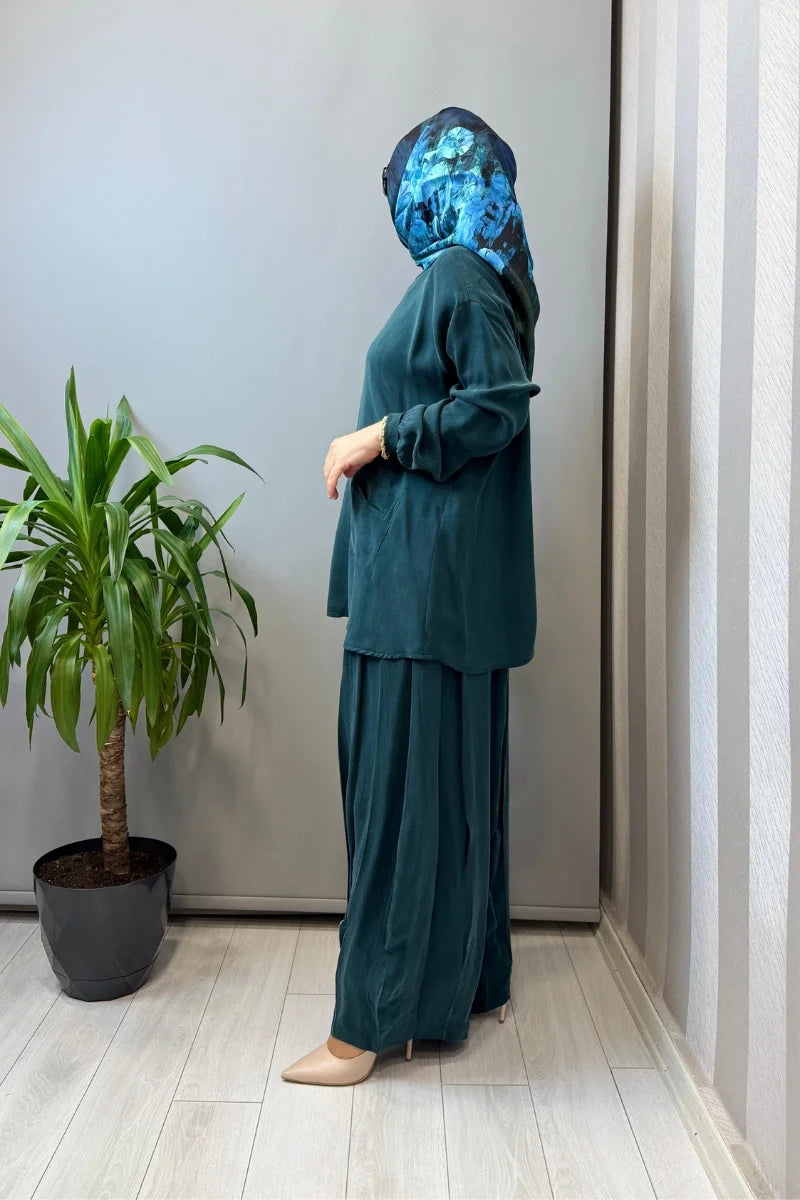 Misswhence Fermuar Detaylı Şalvarlı Takım 39004 - Yeşil - Görsel 2 