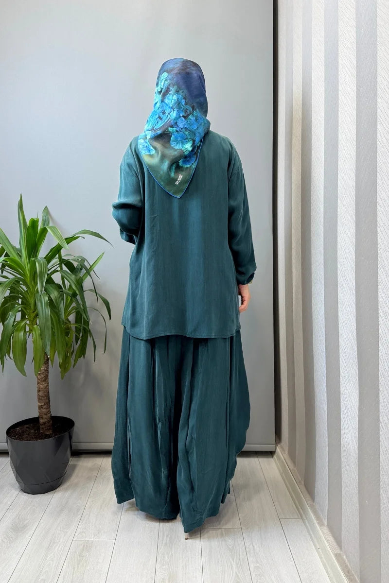 Misswhence Fermuar Detaylı Şalvarlı Takım 39004 - Yeşil - Görsel 3 