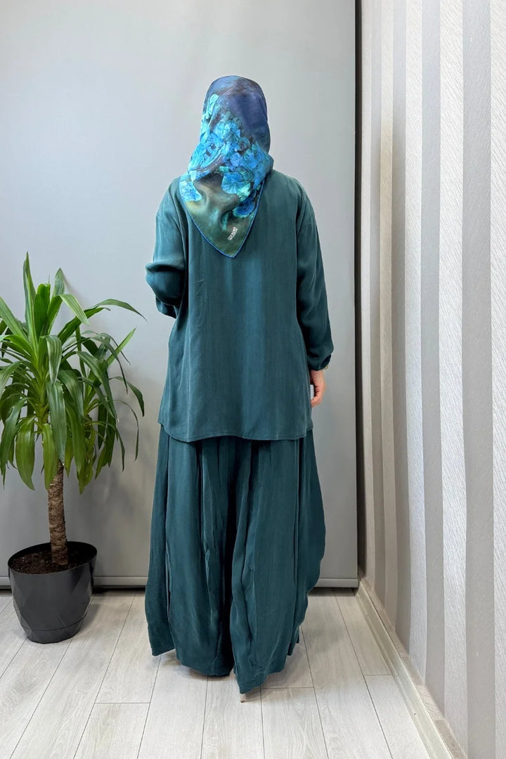 Misswhence Fermuar Detaylı Şalvarlı Takım 39004 - Yeşil - Görsel 3 