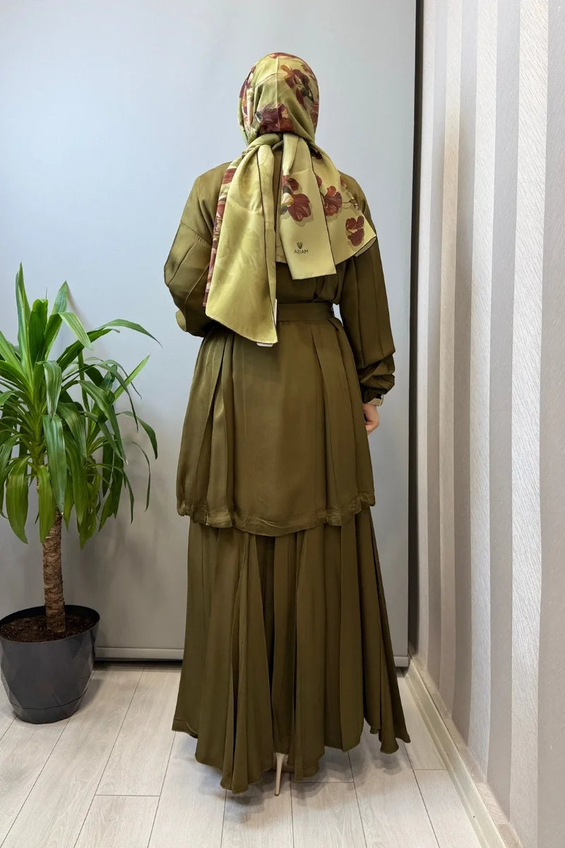 Misswhence Fermuar Detaylı Ceketli Etek Takım 39203 - Haki - Görsel 4 