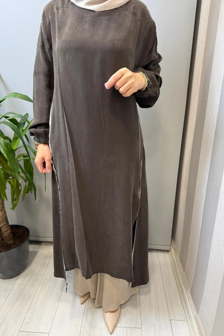 Misswhence İpek Tunik 39031 - Kahve - Görsel 4 