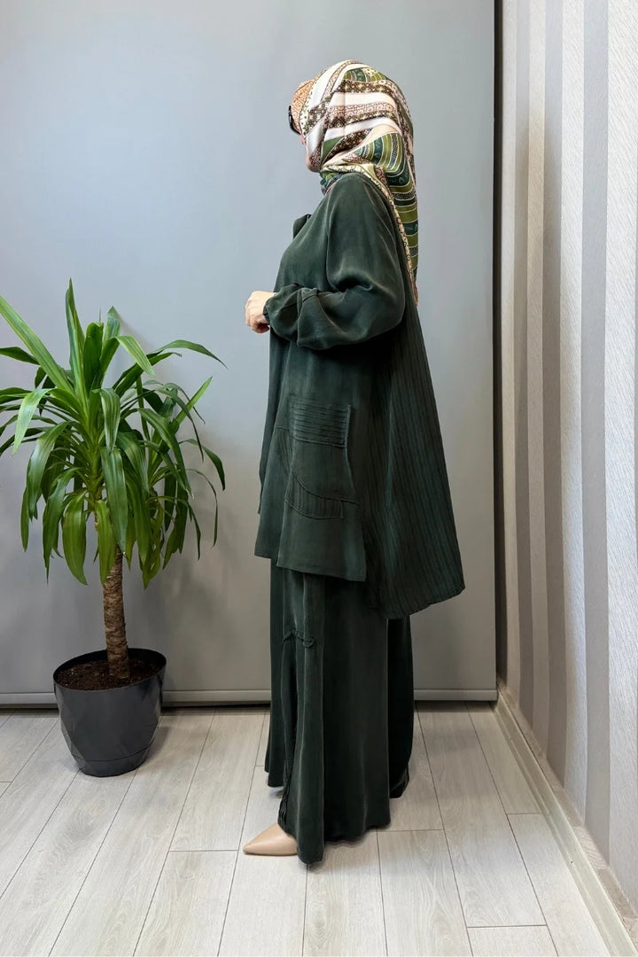 Misswhence Üçlü İpek Takım 39208 - Yeşil - Görsel 2 