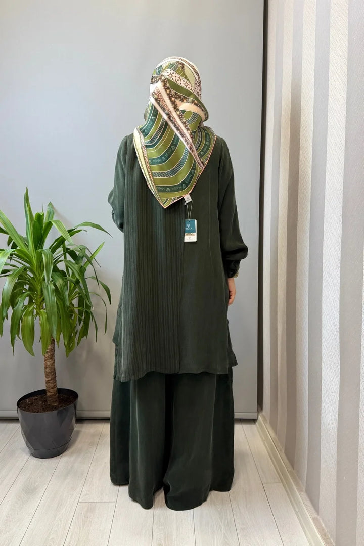 Misswhence Üçlü İpek Takım 39208 - Yeşil - Görsel 4 