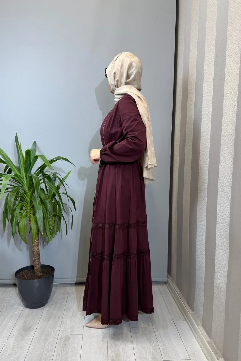 Misswhence Fermuar ve Dikiş Detaylı Poplin Elbise 39807 - Bordo - Görsel 2 #renk_bordo