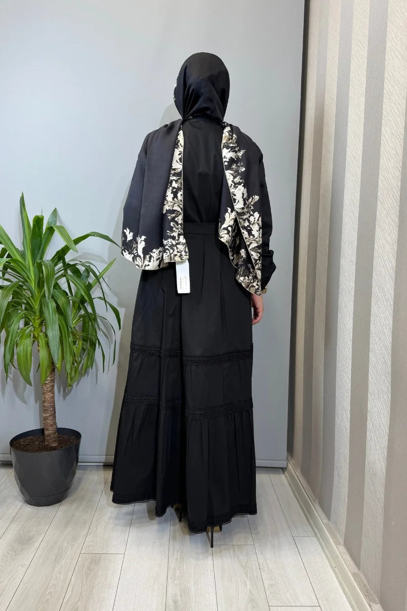 Misswhence Fermuar ve Dikiş Detaylı Poplin Elbise 39807 - Siyah - Görsel 4 