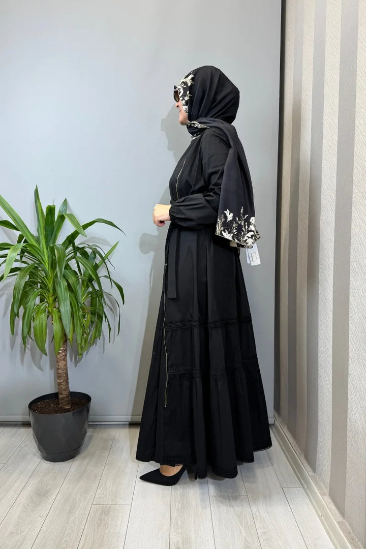 Misswhence Fermuar ve Dikiş Detaylı Poplin Elbise 39807 - Siyah - Görsel 2 