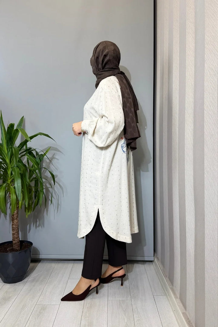 Ghisa Arkası İşleme Detaylı Keten Gömlek Taş 3610T 4088