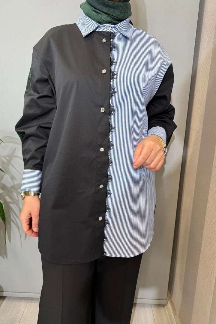Ghisa Patchwork Gömlek Yeşil 3610G 4311