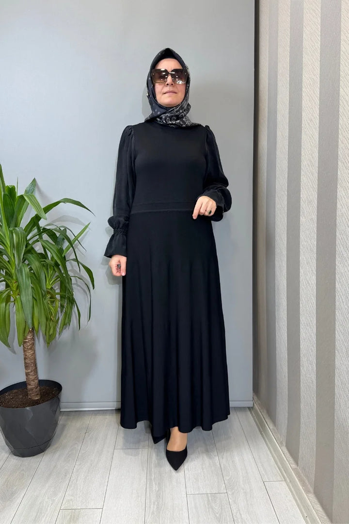 Miss Dalida Kolları Cupro Triko Elbise Siyah T26Y- 4016