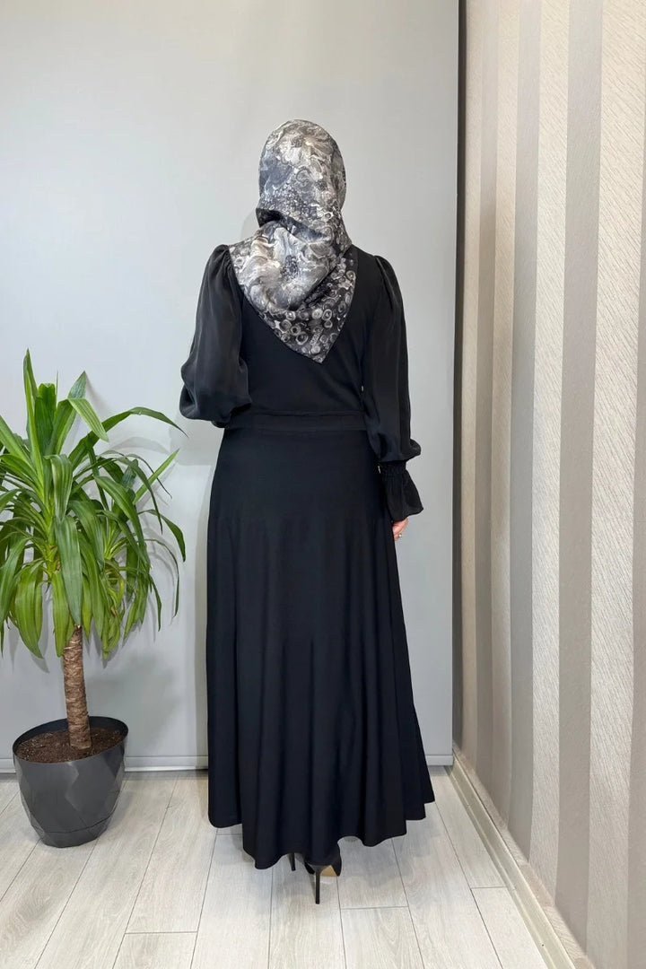 Miss Dalida Kolları Cupro Triko Elbise Siyah T26Y- 4016