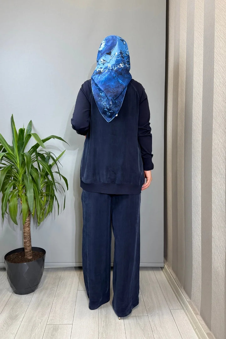 Miss Dalida Ön Kısmı Cupro Tunik Lacivert T26Y- 6010