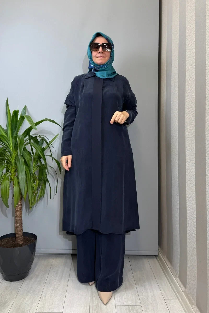 Miss Dalida Kol Detaylı Cupro Kap Siyah T26Y- 8007 - Lacivert - Görsel 1 