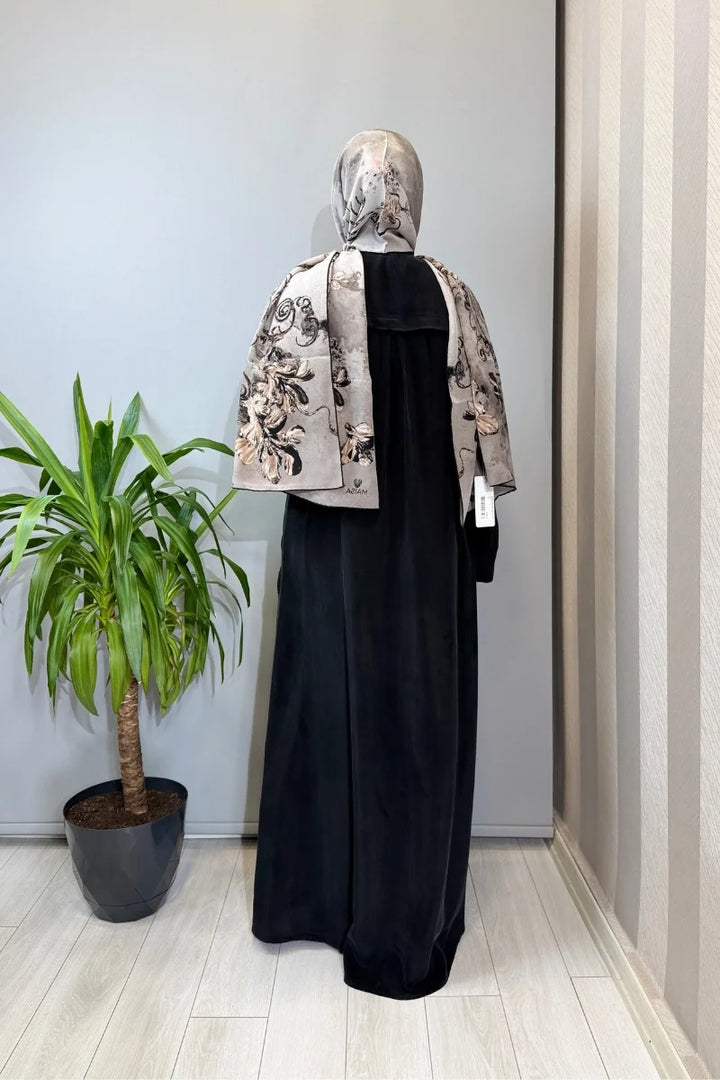 Miss Dalida Nakış Detaylı Cupro Kap Siyah T26Y- 8003 - Siyah - Görsel 4 
