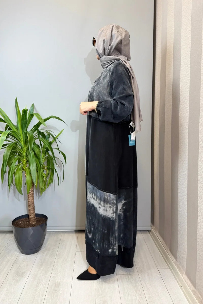 Misswhence Patchwork İpek Elbise 39805 - Siyah - Görsel 2 