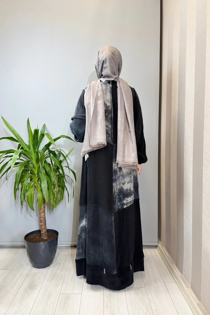 Misswhence Patchwork İpek Elbise 39805 - Siyah - Görsel 3 