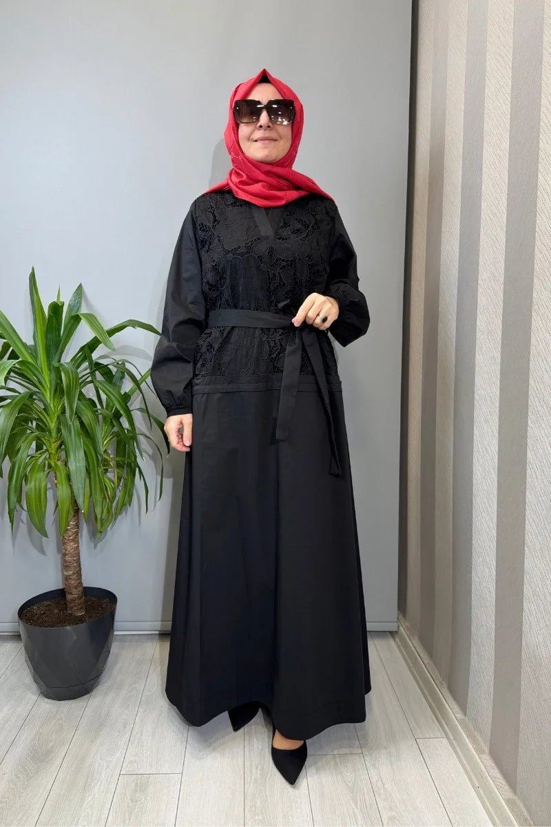 Misswhence Güpür Detaylı Elbise 39803 - Siyah - Görsel 1 #renk_siyah