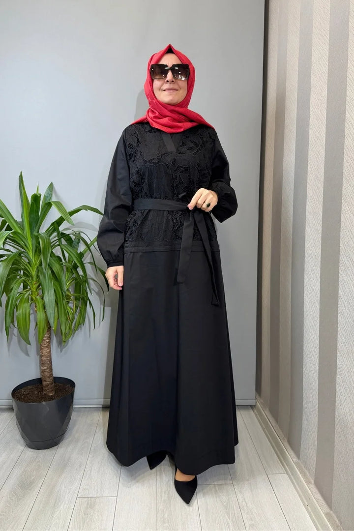 Misswhence Güpür Detaylı Elbise 39803 - Siyah - Görsel 1 