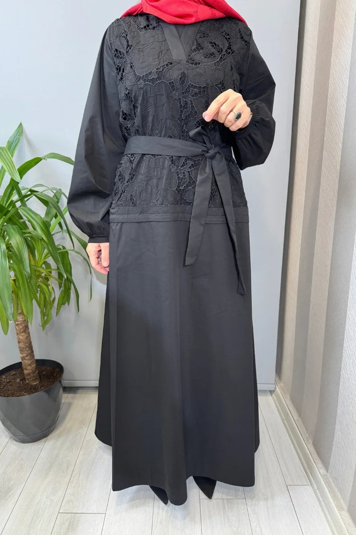 Misswhence Güpür Detaylı Elbise 39803 - Siyah - Görsel 4 