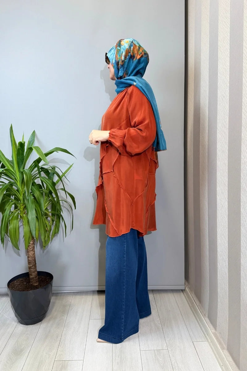 Misswhence Likralı Geniş Paça Kot Pantolon 39122 - Lacivert - Görsel 2 #renk_lacivert