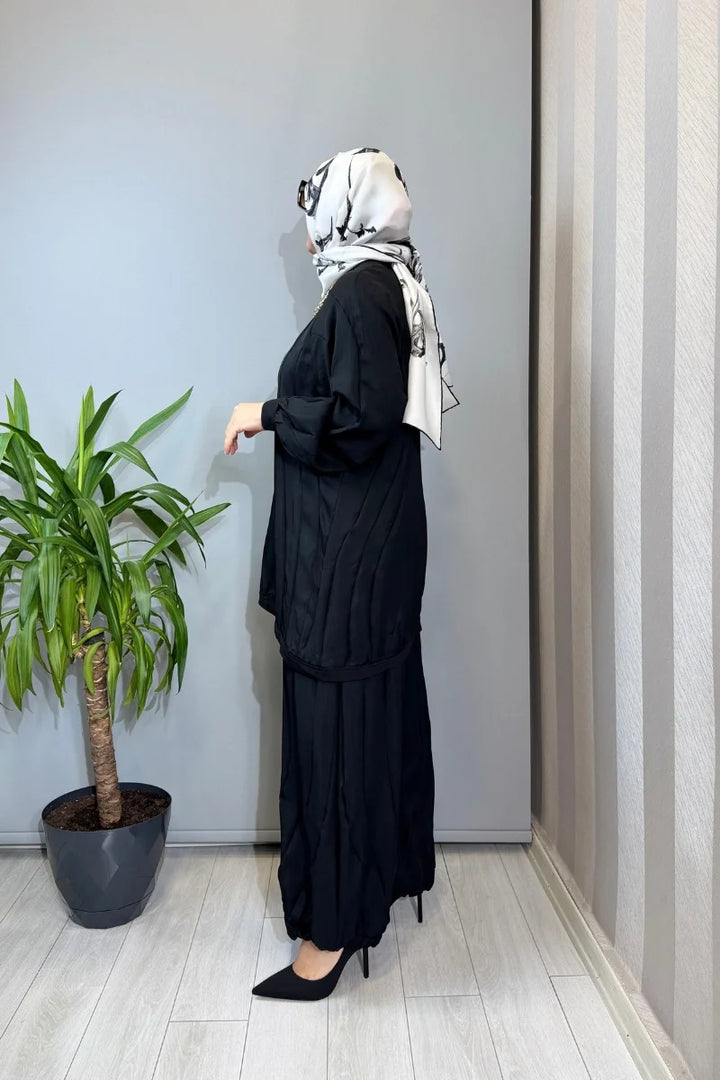 Misswhence Parça Detaylı Tunik Şalvar Takım 39022 - Siyah - Görsel 5 
