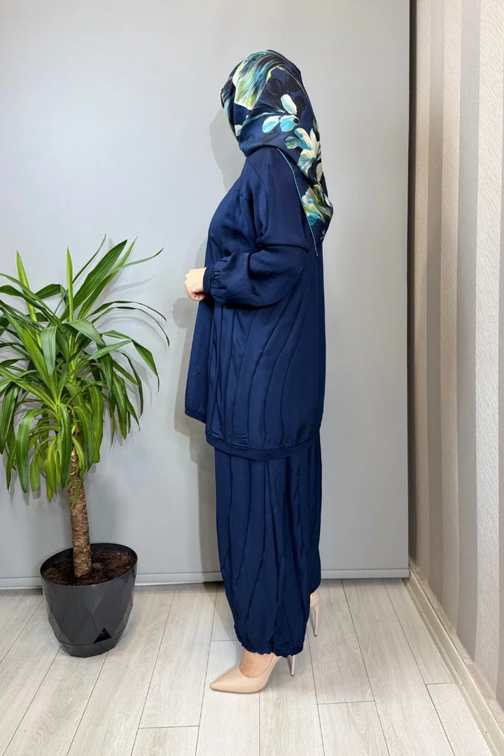 Misswhence Parça Detaylı Tunik Şalvar Takım 39022 - Lacivert - Görsel 6 