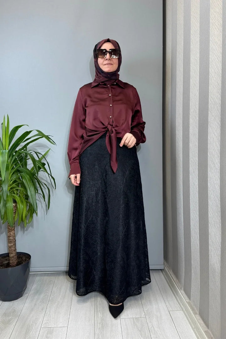Clande Güpürlü Etek Siyah 2601- 2000