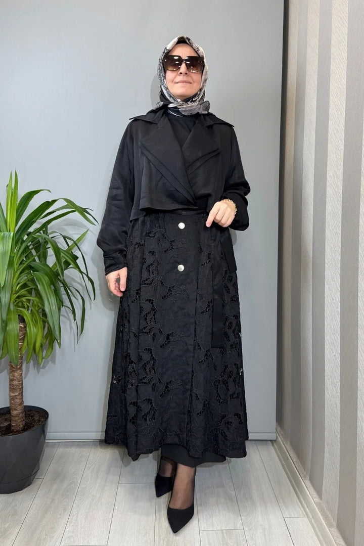 Misswhence Güpür Detaylı Trenç 39400 - Siyah - Görsel 2 