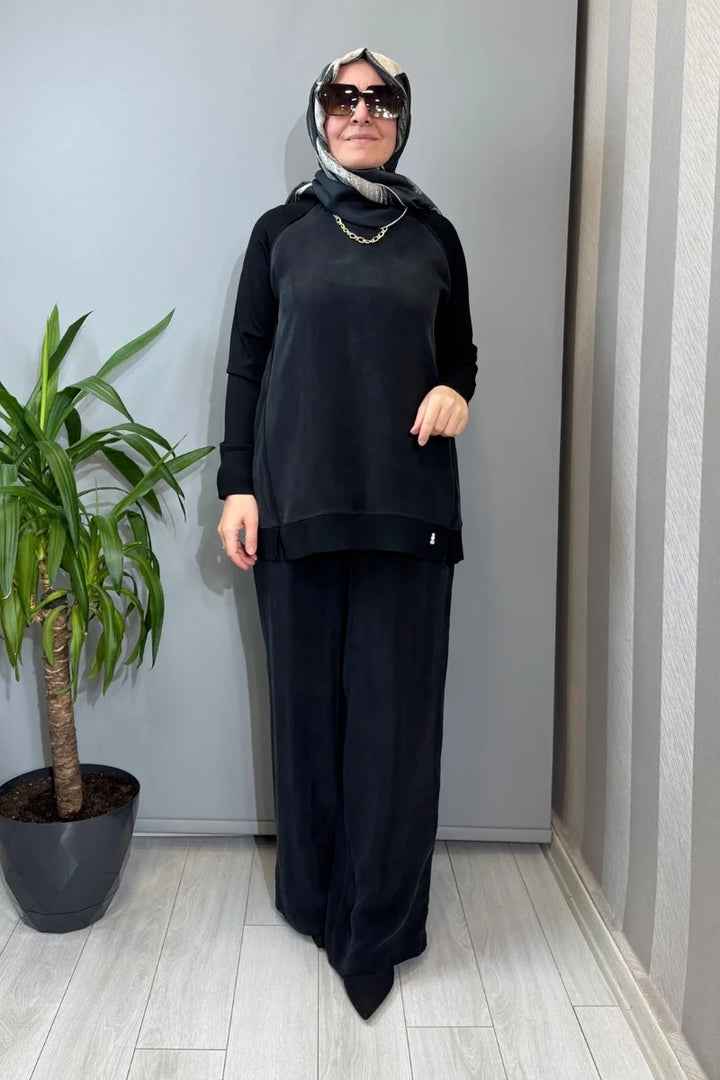 Miss Dalida Ön Kısmı Cupro Tunik Siyah T26Y- 6010