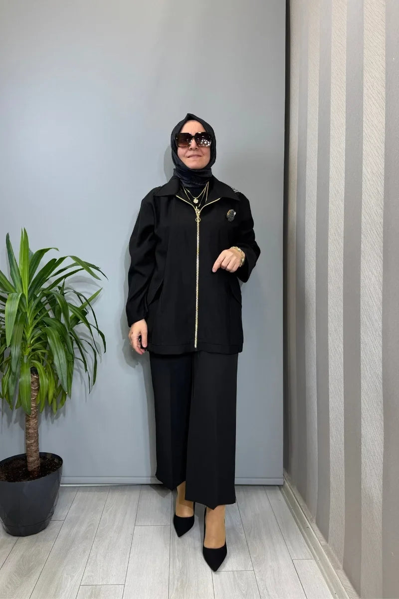 Ghisa Kirpi Aksesuar Detaylı Ceket Kahve 3610C 3299 - Siyah - Görsel 1 