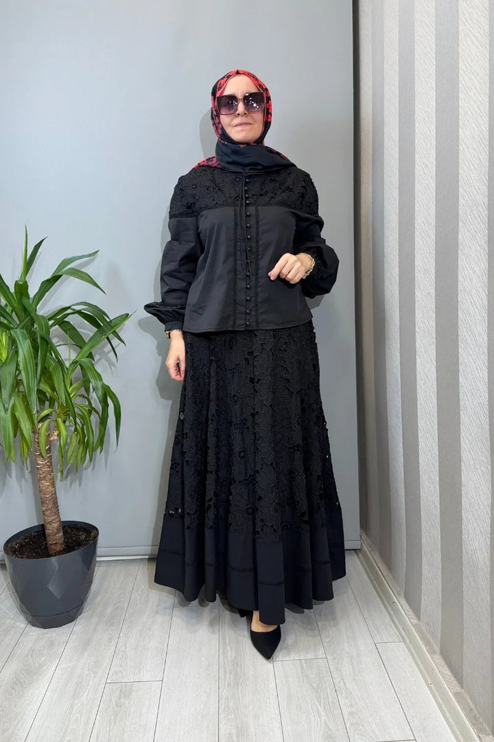Clande Güpür Detaylı Takım Siyah 2601-3014 (2013)