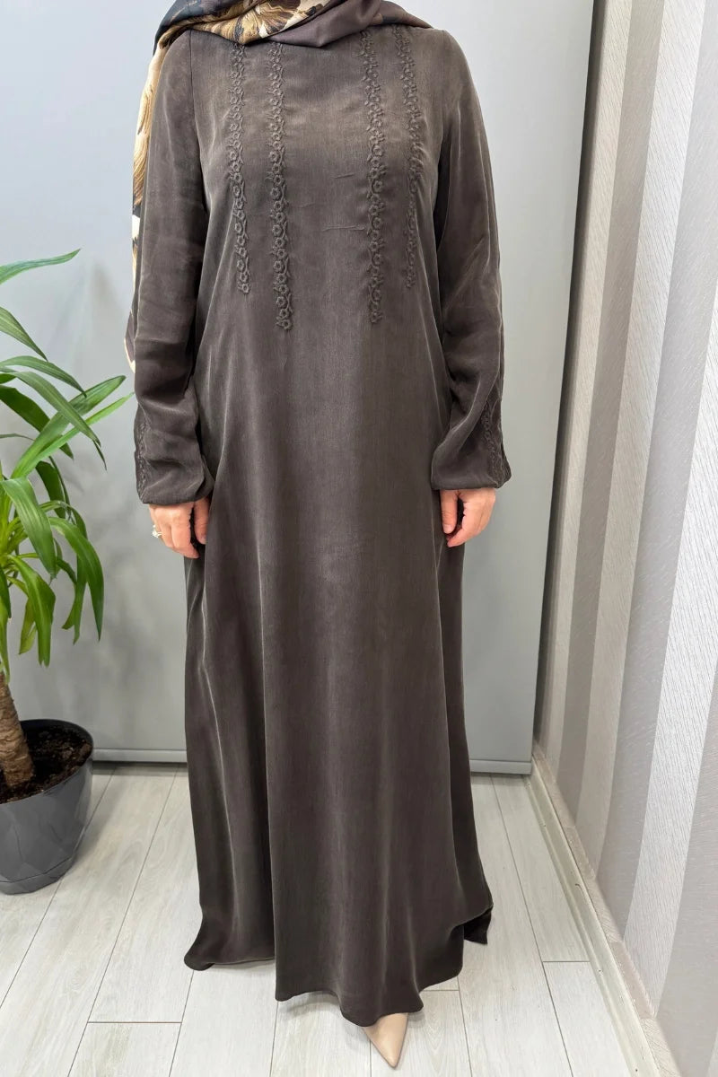 Miss Dalida Nakış Detaylı Elbise Kahve T26Y- 4015 - Kahve - Görsel 4 