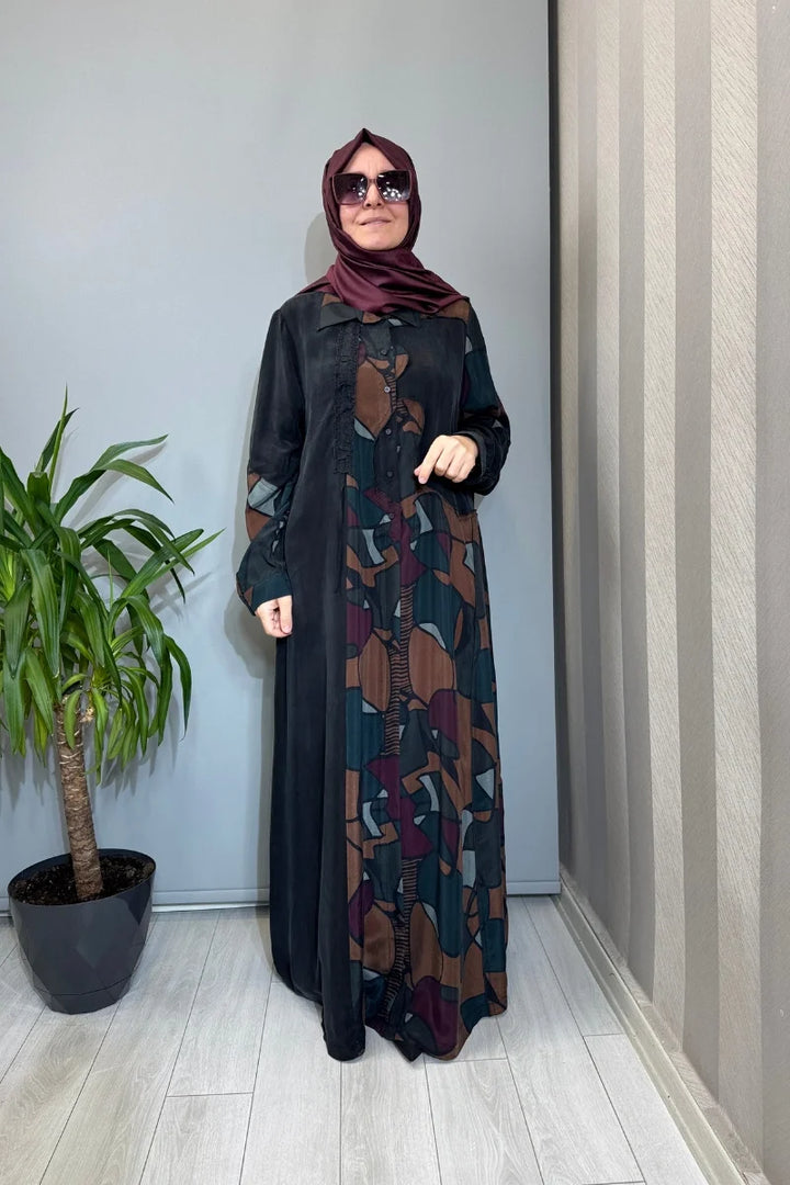 Misswhence Büyük Beden Cupro İpek Elbise Siyah V 2576