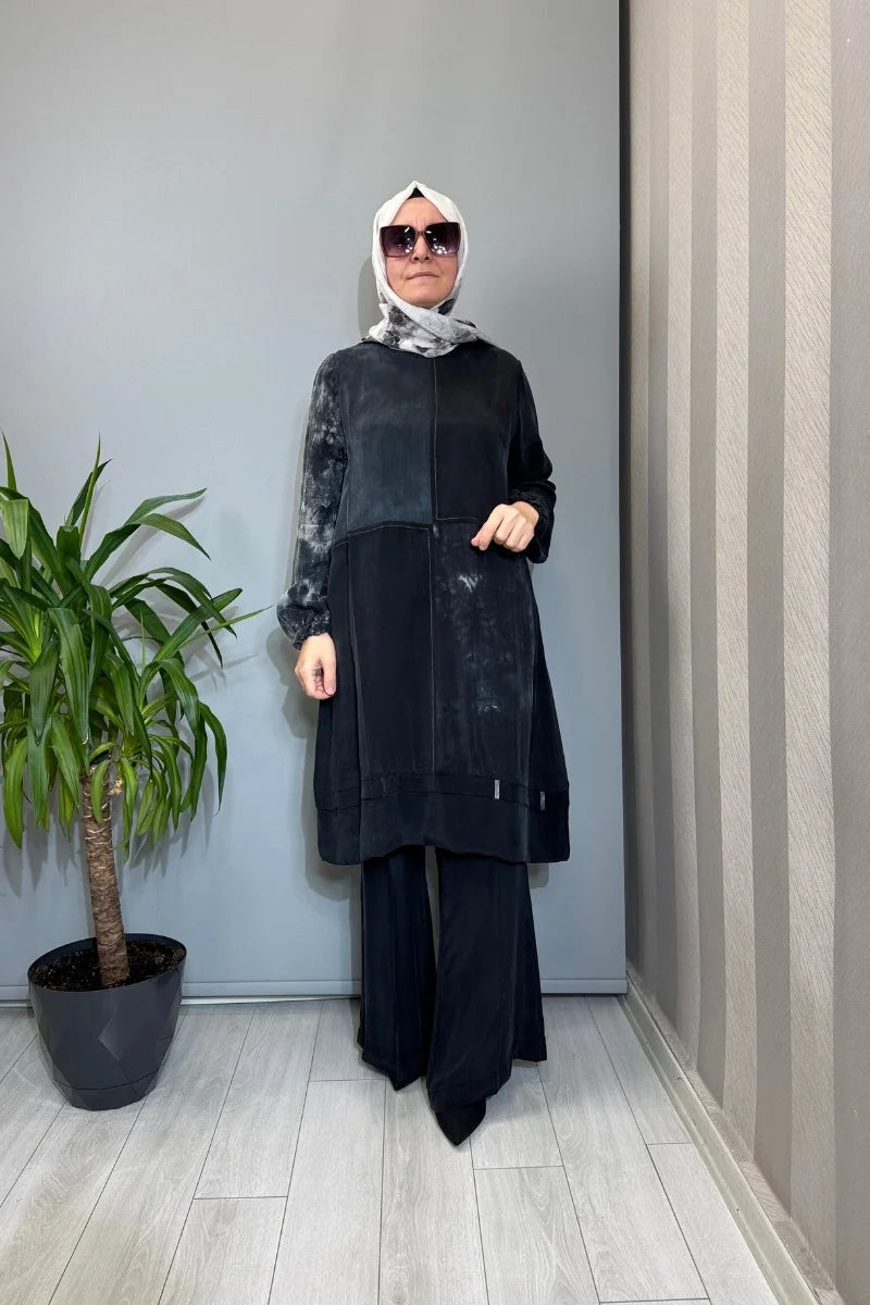 Misswhence Patchwork Detaylı İpek Tunik 39005 - Siyah - Görsel 1 #renk_siyah