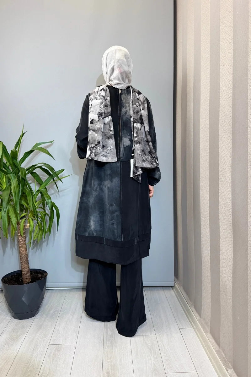 Misswhence Patchwork Detaylı İpek Tunik 39005 - Siyah - Görsel 2 #renk_siyah