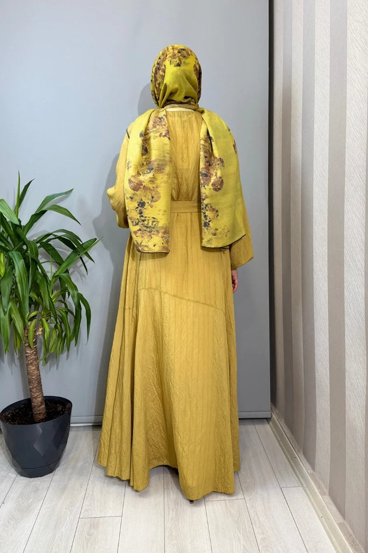 Misswhence Viscon Elbise 39844 - Sarı - Görsel 4 