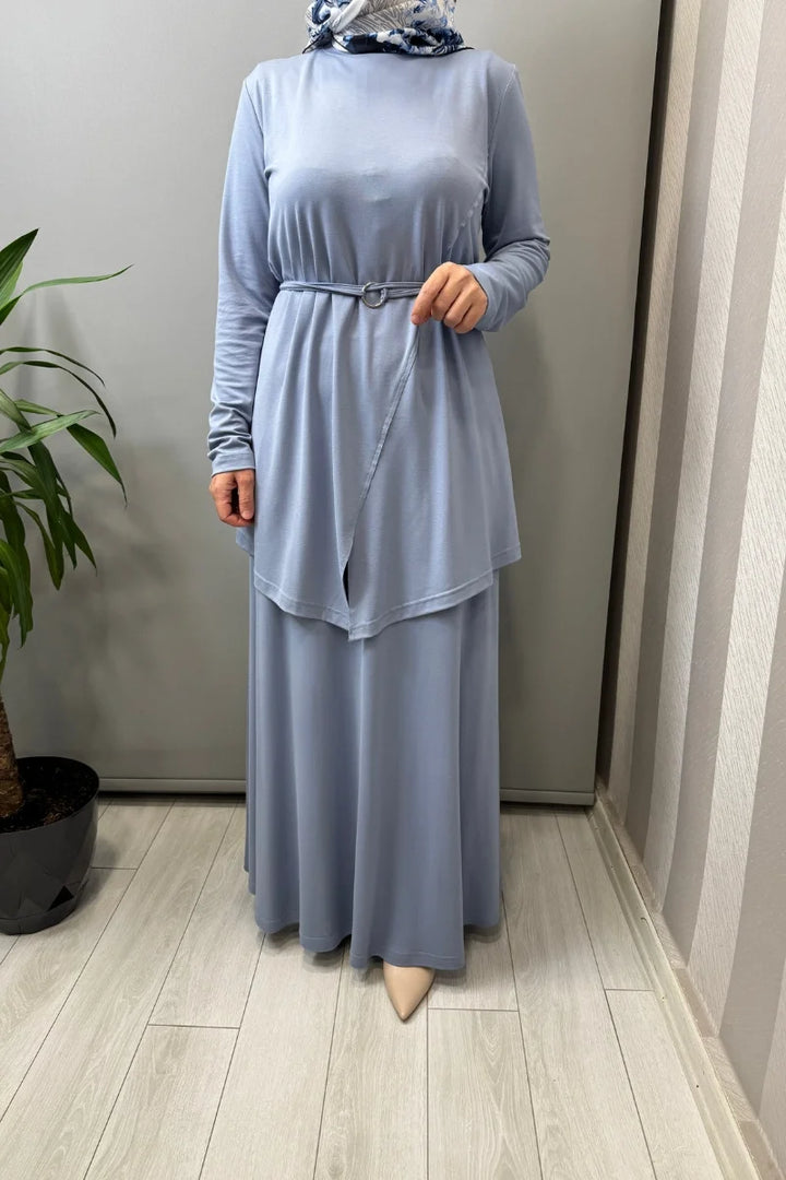 Almarwah Kemer Detaylı Takım 202968 - Bebe Mavisi - Görsel 3 