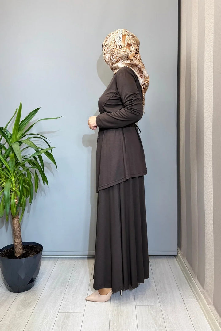 Almarwah Kemer Detaylı Takım 202968 - Kahve - Görsel 2 