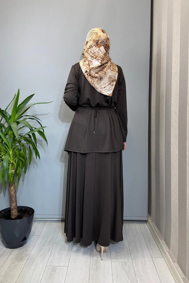 Almarwah Kemer Detaylı Takım 202968 - Kahve - Görsel 3 