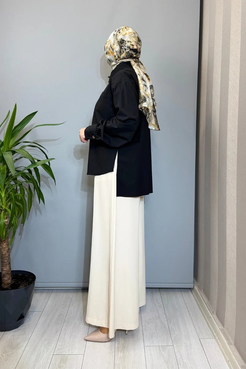 Almarwah Cep Detaylı Poplin Gömlek 101003 - Siyah - Görsel 4 