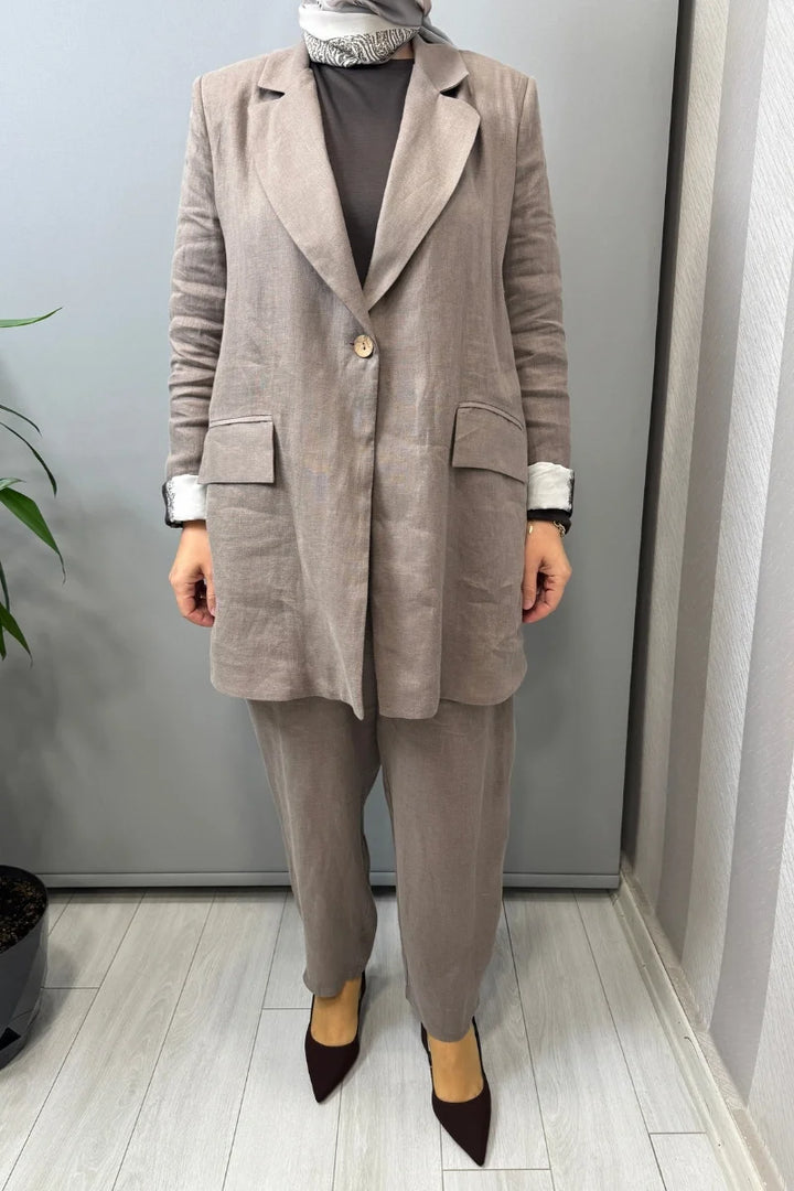 Almarwah Ceket Pantolon Takım 202980 - Vizon - Görsel 4 