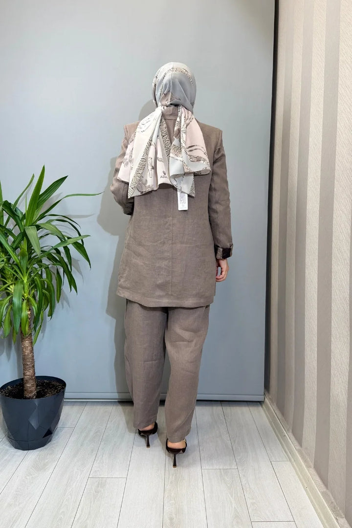 Almarwah Ceket Pantolon Takım 202980 - Vizon - Görsel 3 