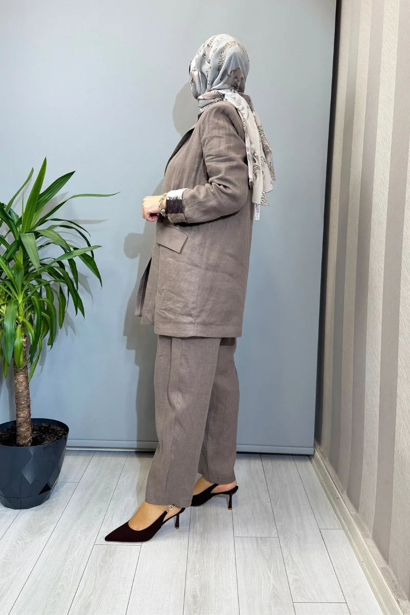 Almarwah Ceket Pantolon Takım 202980 - Vizon - Görsel 2 