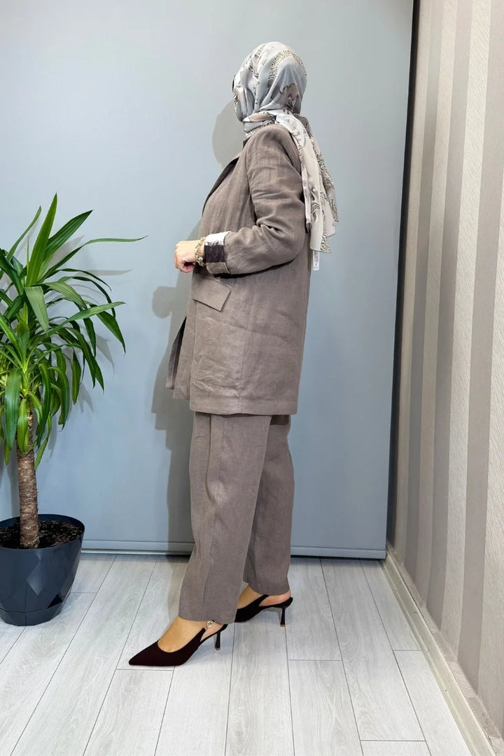 Almarwah Ceket Pantolon Takım 202980 - Vizon - Görsel 2 