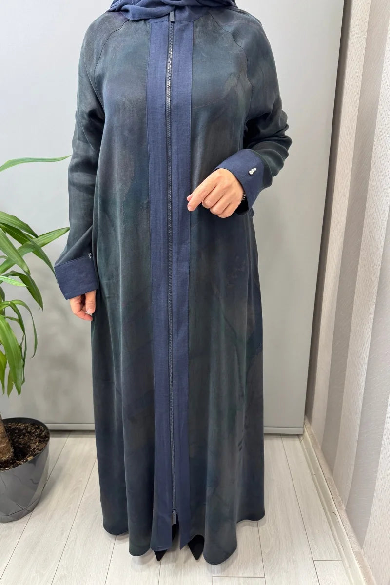 Miss Dalida Renkli Fermuarlı Uzun Kap 2268778 - Lacivert - Görsel 4 